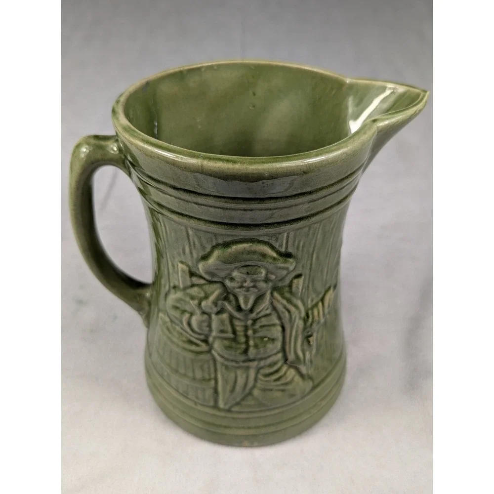 Vintage‎ 1920's McKoy Green Glazed Buccaneer Mug and Pitcher Drinkware Set